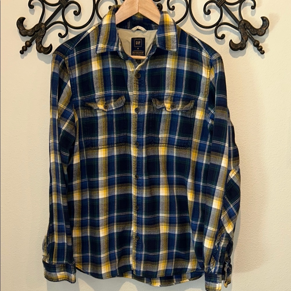 GAP X PENDLETON MEN'S FLANNEL PLAID BUTTON DOWN SHIRT SIZE MEDIUM